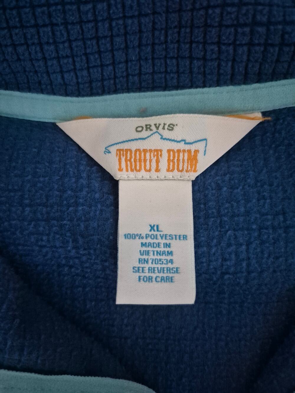 Orvis Trout Bum Quarter‑Zip Fleece – Blue – Size XL